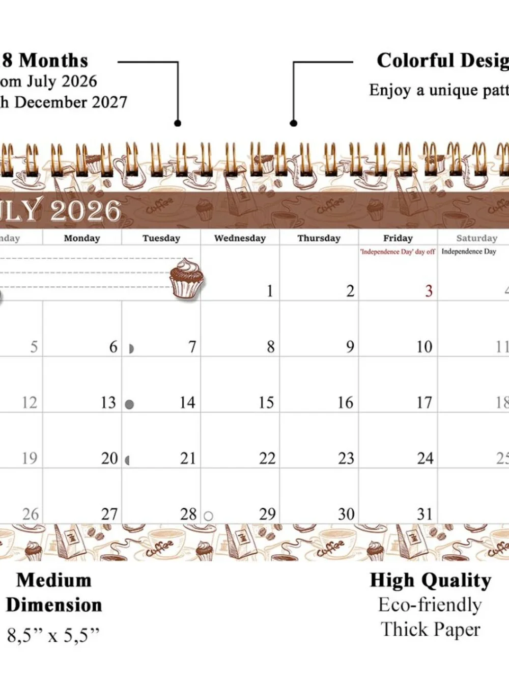 2026-2027 18 Months Standing Flip Desk Calendar Desktop Planner 020